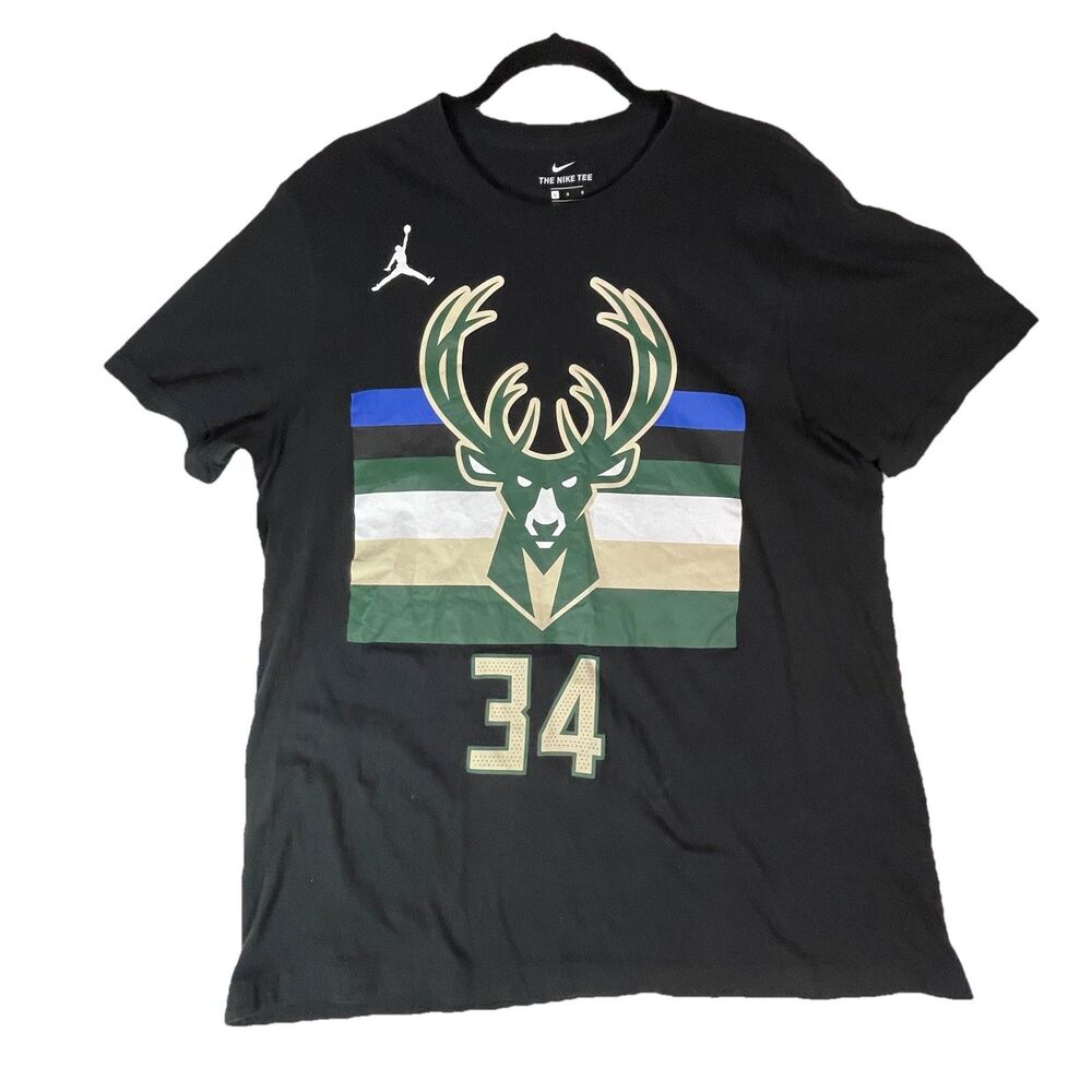 Milwaukee Bucks Giannis #34 Shirsey Men's Large Nike Tee Shirt Big Logo